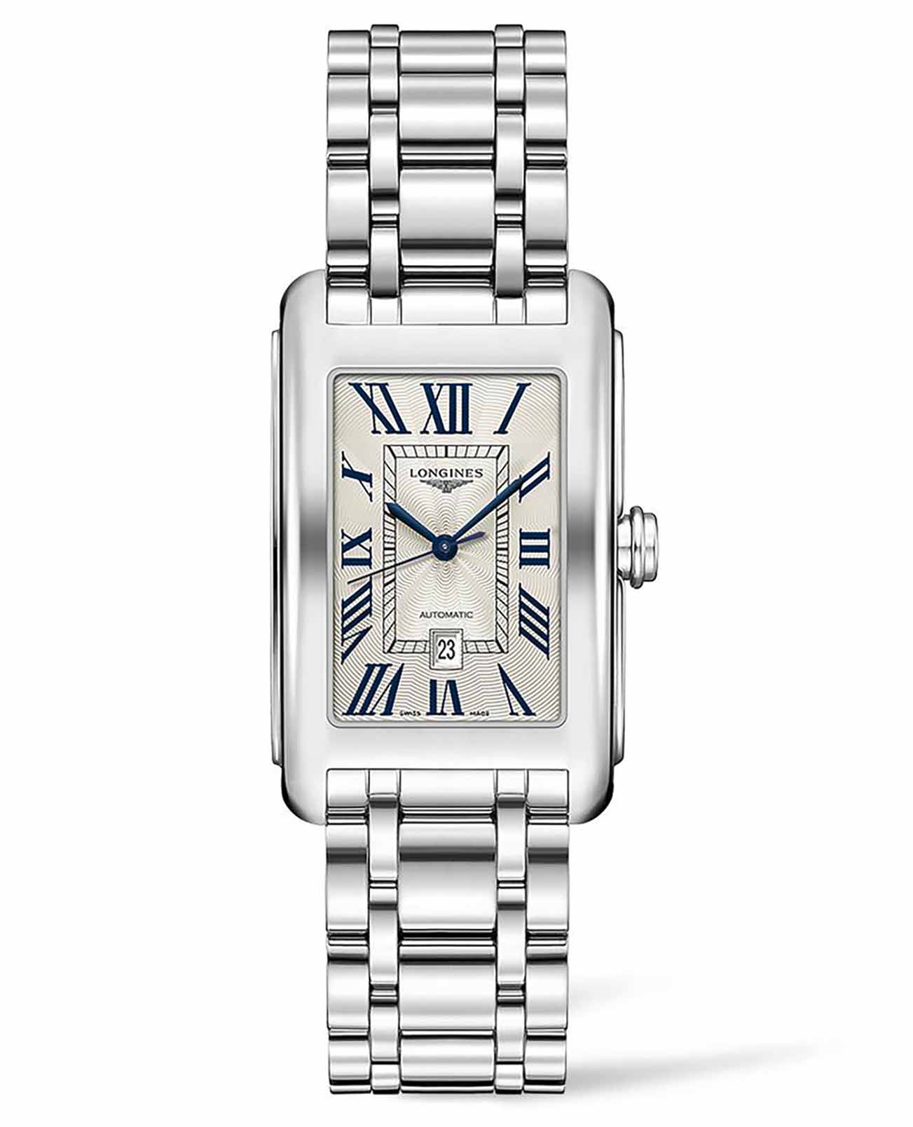 Longines Longines DolceVita L5.757.4.71.6  L57574716 механические женские часы серебристый циферблат, браслет нержавеющая сталь — вид спереди